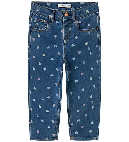 Name It Jeans - Noos - Mom - NmfBella - Denim Blue/Hearts