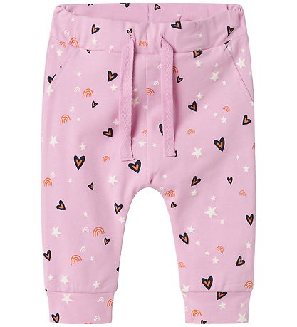 Name It Bukser - NbfVandora - Pastel Lavender/Hearts