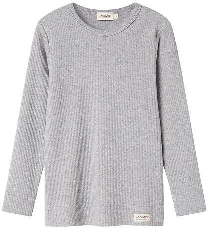 MarMar Bluse - Rib - Plain - Noos - Light Grey Melange