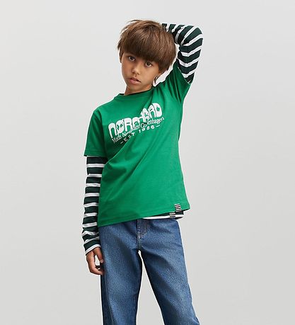Mads Nørgaard Bluse - Tobino - Pine Grove/White/Verdant Green