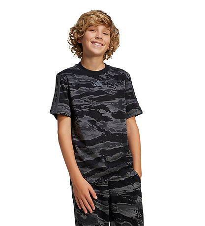 adidas Performance T-shirt - J Camo - Black/Grefiv