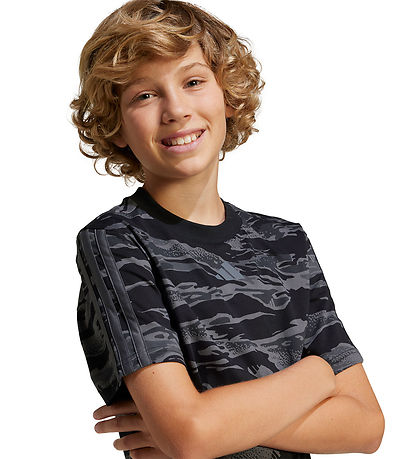 adidas Performance T-shirt - J Camo - Black/Grefiv