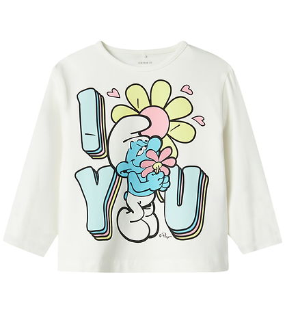 Name It Bluse - NmfFrida - Smurfs - Cloud Dancer