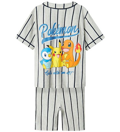 Name It Sæt - Skjorte/Shorts - NkmMaska - Pokémon - Light Grey M