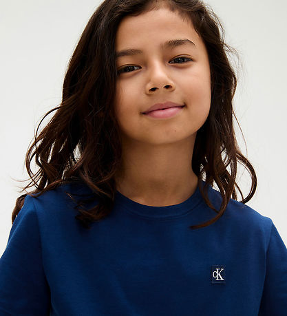 Calvin Klein T-shirt - Mono Mini Badge - Blue Jean