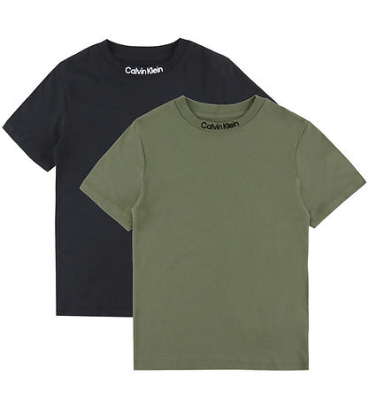 Calvin Klein T-shirt - 2-pak - Embro Logo - Dusty Olive/Ck Black