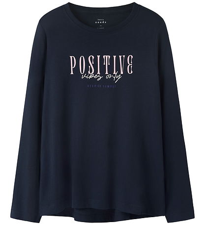 Name It Bluse - Loose - NkfViolet - Navy Blazer/Positive