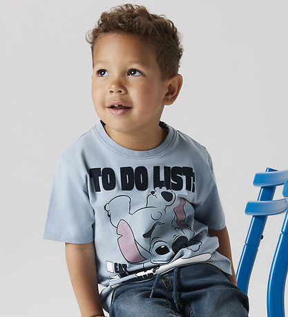 Name It T-shirt - NmmJudd - Stitch - Dusty Blue