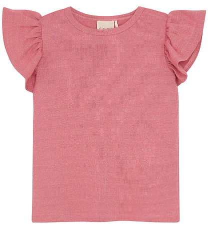 Minymo T-Shirt - Rib - Glimmer - Azalea Pink