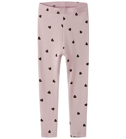 Name It Leggings - NmfKheart - Burnished Lilac m. Hjerter