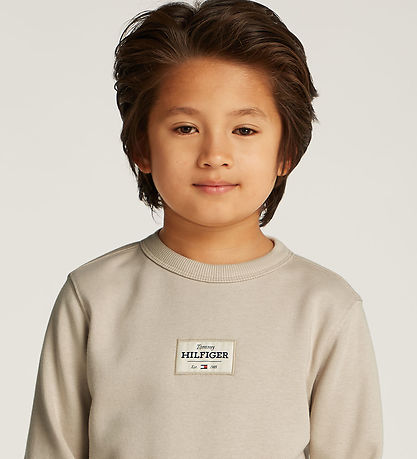 Tommy Hilfiger Sweatshirt - Monotype 1985 Label - Classic Beige