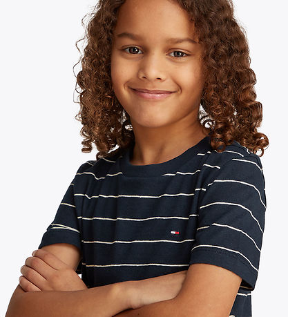 Tommy Hilfiger T-shirt - YD Cotton Linen - Dark Night Navy Strip