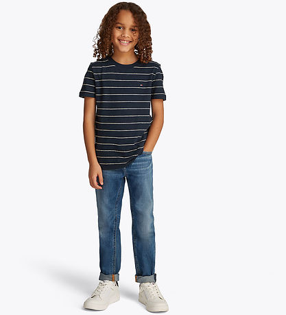 Tommy Hilfiger T-shirt - YD Cotton Linen - Dark Night Navy Strip