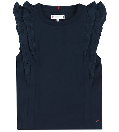 Tommy Hilfiger T-shirt - Broderie Anglaise - Dark Night Navy
