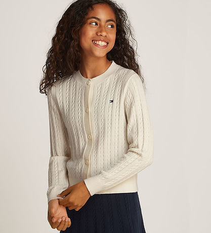 Tommy Hilfiger Cardigan - Strik - Mini Cable - Ivory Petal
