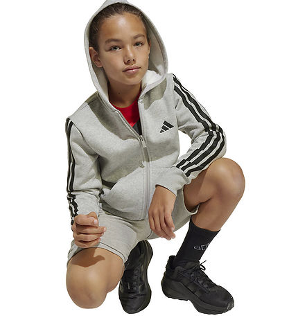 adidas Performance Cardigan - J 3S FL FZ HD - Mgreyh/Black