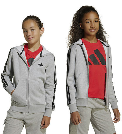 adidas Performance Cardigan - J 3S FL FZ HD - Mgreyh/Black