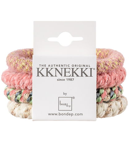 Kknekki Hårelastikker - 4-pak - Pink/Hvid/Grøn/Blå