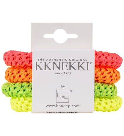 Kknekki Hårelastikker - 4-pak - Pink/Orange/Grøn/Gul