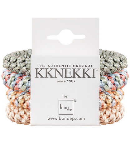Kknekki Hårelastikker - 4-pak - Beige/Grøn/Pink