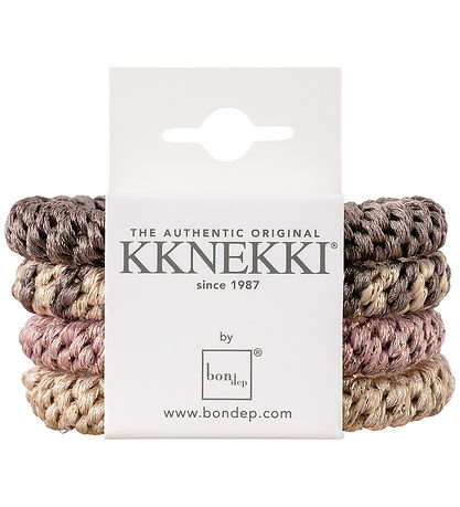 Kknekki Hårelastikker - 4-pak - Pink/Beige/Brun