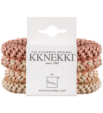 Kknekki Hårelastikker - 4-pak - Pink/Beige