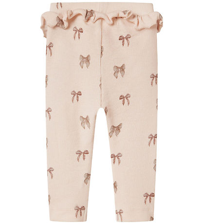 Lil' Atelier leggins - Rib - NbfGavo - Silver Peony/Bow