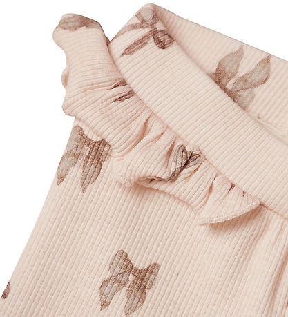 Lil' Atelier leggins - Rib - NbfGavo - Silver Peony/Bow