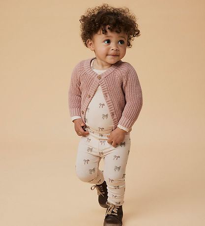 Lil' Atelier leggins - Rib - NbfGavo - Silver Peony/Bow