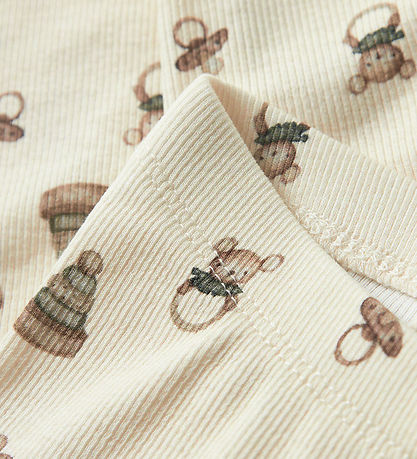 Lil' Atelier Leggings - Rib - NbnGavo - Turtledove/Toy