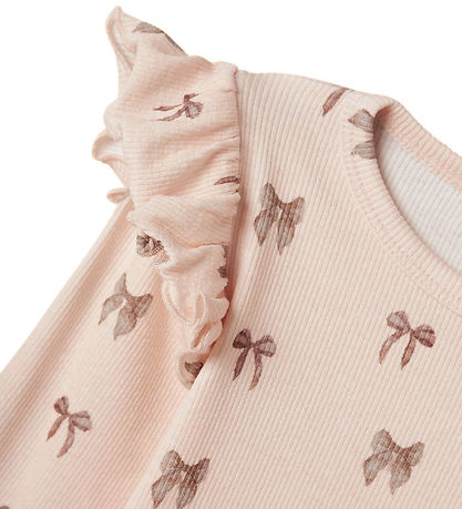 Lil' Atelier T-shirt - Rib - NmfGavo - Silver Peony/Bow