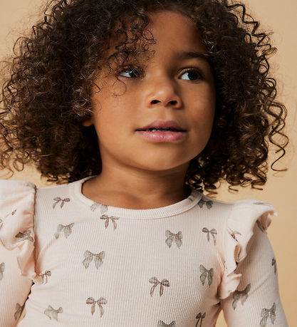 Lil' Atelier T-shirt - Rib - NmfGavo - Silver Peony/Bow
