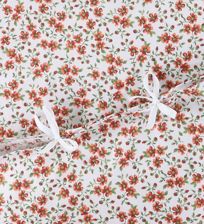 Nørgaard Madsens Sengetøj - Baby - Hvid m. Røde Blomster