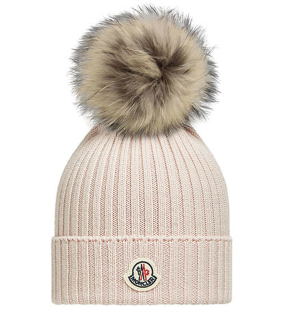 Moncler Hue - Uld - Lysegrå m. Imiteret Pelskvast