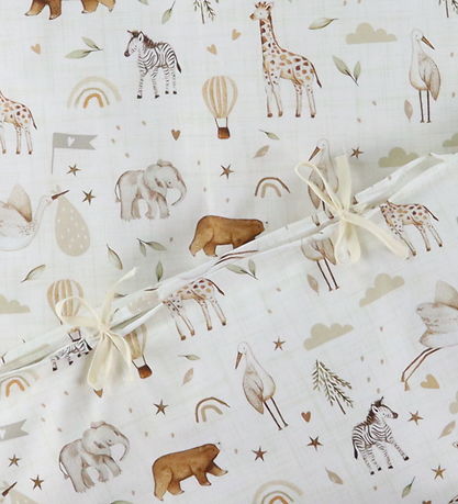 Nørgaard Madsens Sengetøj - Junior - Beige m. Striber/Zoo Dyr