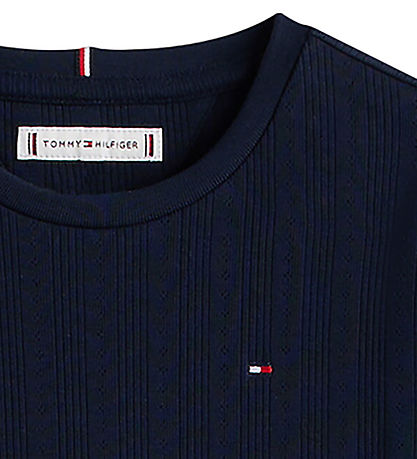 Tommy Hilfiger Bluse - Pointelle - Dark Night Navy
