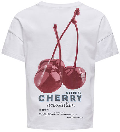 Kids Only T-shirt - kogCarrie - Bright White/Cherry