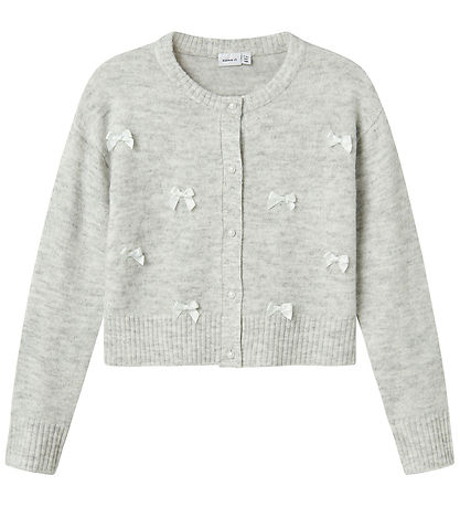 Name It Cardigan - Strik - NkfKarin - Lysegråmeleret/Sløjfer