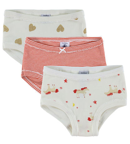Petit Bateau Trusser - 3-pak - Off White/Rød