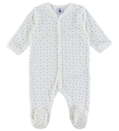 Petit Bateau Natdragt - 2-pak - Hvid/Rosa m. Hjerter/Striber