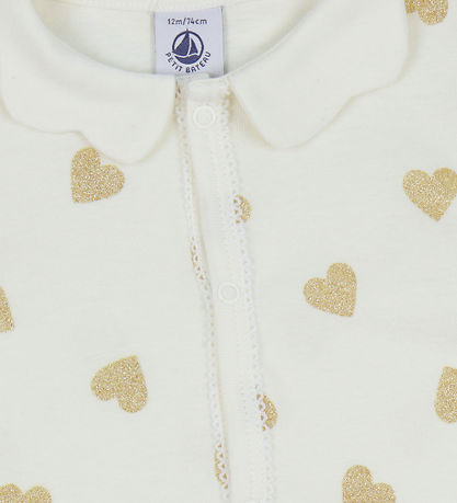 Petit Bateau Natdragt - Milk m. Glitter Hjerter