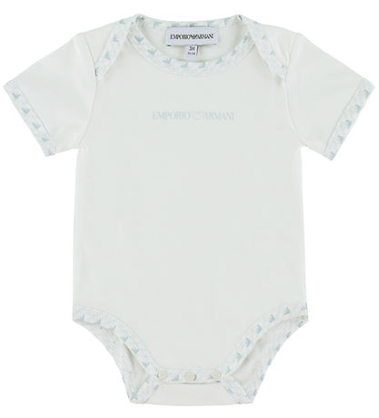 Emporio Armani Bodyer k/æ - 2-pak - Hvid/Lyseblå m. Logoer