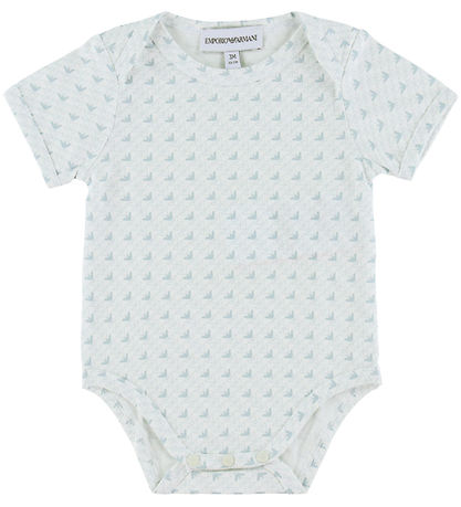 Emporio Armani Bodyer k/æ - 2-pak - Hvid/Lyseblå m. Logoer
