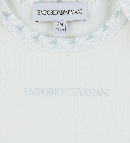Emporio Armani Bodyer k/æ - 2-pak - Hvid/Lyseblå m. Logoer