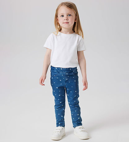 Name It Leggings - Noos - NmfSalli - Medium Blue Denim/Hearts