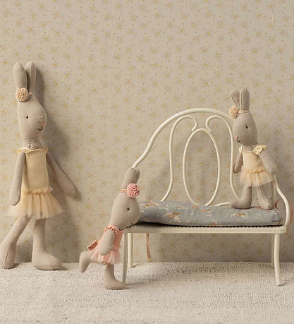 Maileg Miniature Vintage Bænk - Kanin/Harer - Råhvid