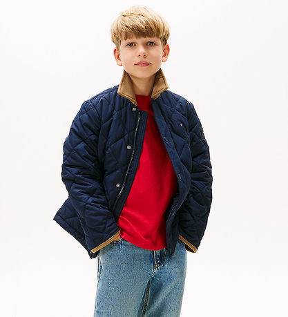 Tommy Hilfiger Jakke - Quilted - Contrast Collar - Dark Night Na