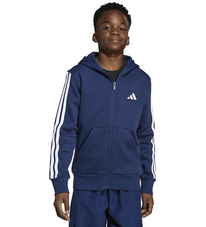 adidas Performance Hættetrøje - J 3S FL FZ HD - Dkblue/White
