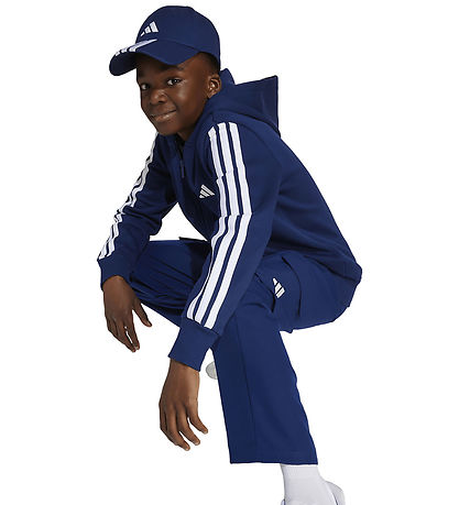 adidas Performance Hættetrøje - J 3S FL FZ HD - Dkblue/White