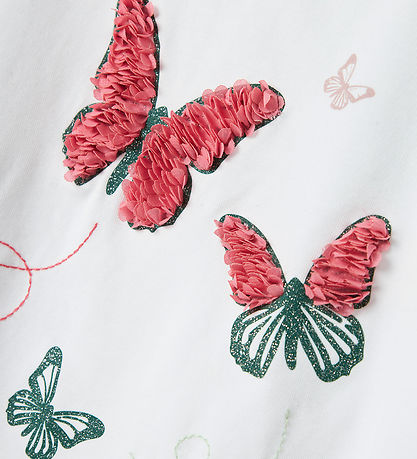 Name It T-shirt - NmfLofla - Bright White m. Sommerfugle